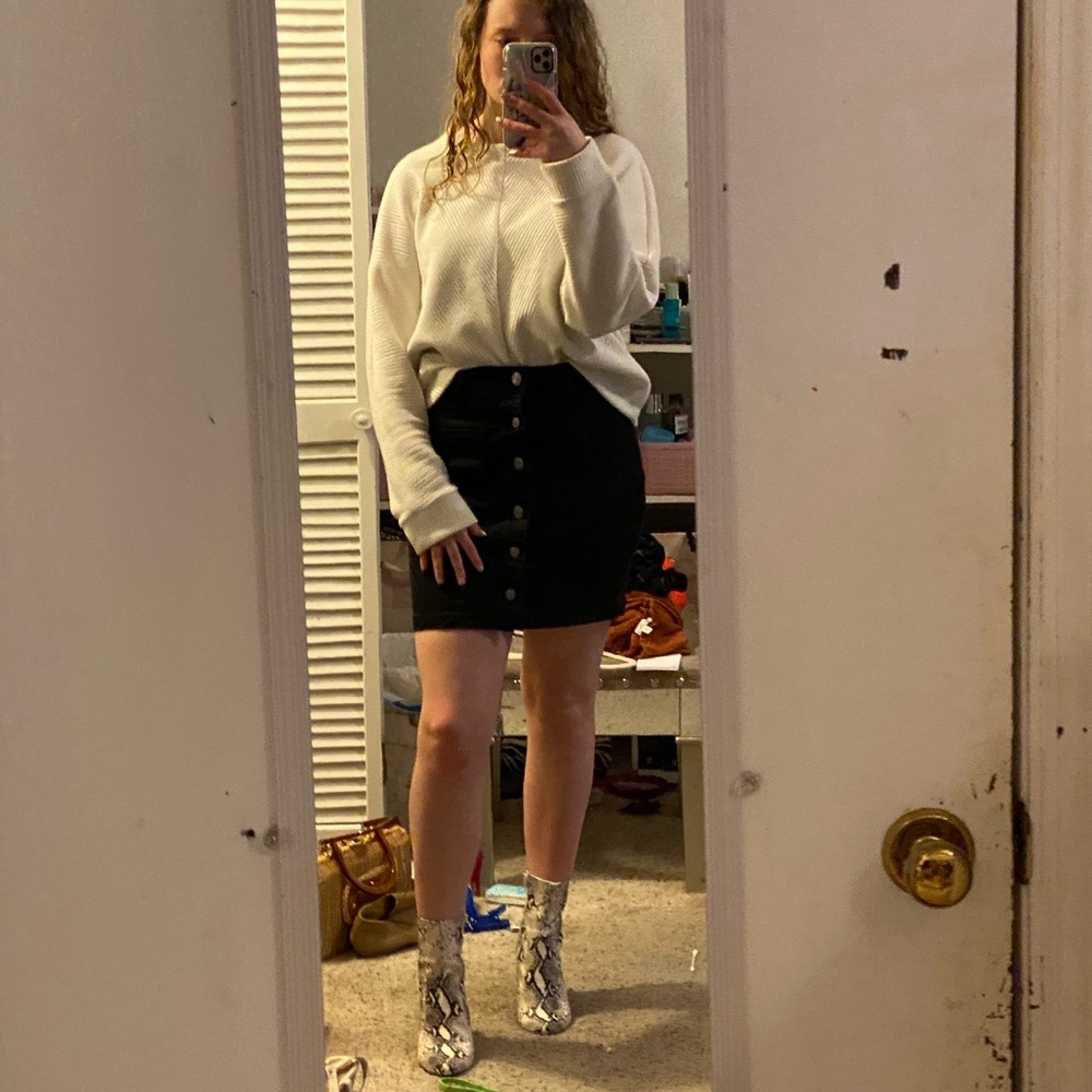 Black button down skirt